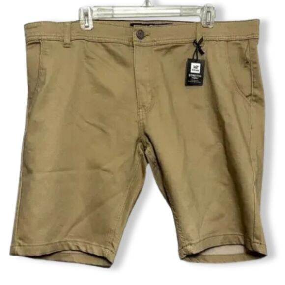 Xray Shorts Flat Front Pockets Zip Closure Belt Loops Solid Khaki Men's 40 NWT - Picture 1 of 9